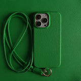 Genuine Leather with Lanyard Case For iphone