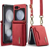 Flip Wallet Card Holder Cover With Lanyard For Samsung Z Flip
