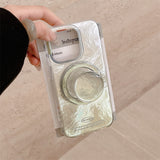 High-grade Gradient Tin Foil Pattern With Magnetic Holder Case For iPhone