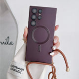 Metallic Paint Magnetic Drop-Proof Crossbody Nail Phone Case for Samsung