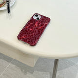 Retro Illusory Color Red Leopard Print Glitter Case for iPhone