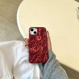 Retro Illusory Color Red Leopard Print Glitter Case for iPhone