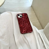 Retro Illusory Color Red Leopard Print Glitter Case for iPhone