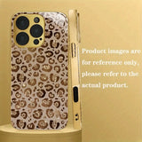 Luxury Leopard Print Gold Metallic Paint Glass Phone Case For iPhone