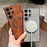 Faux Leather Maple Leaf For Magnetic Case For Samsung S26