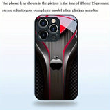 Red Carbon Fiber For Apple Pattern Glass Black Case For iPhone