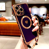 Plating TPU Magnetic Case For iPhone  &Wrist Lanyard