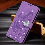 Glitter Leather Flip Wallet Butterfly Bling Book Card Case For iPhone
