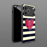 Creative Striped Heart Pattern Tempered Glass Case For iPhone