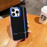 Cool car lights carbon fiber pattern case for iPhone