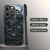 Creative Mechanical Circuit Tempered Glass Phone Case For iPhone
