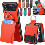 Magnetic Ring Holder Leather Wallet Cards Solt Case for Samsung Galaxy Z Flip