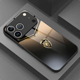 Golden Tiger Head Pattern Tempered Glass Case For iPhone