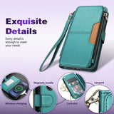Wallet Multi-card Slot Zipper Kickstand Magnetic Flip Leather Case For Samsung
