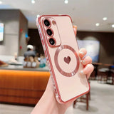 Love Heart Plating Magnetic Case For Samsung Galaxy