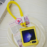 Ins Simple Solid Color Phone Case with Flower Hand Strap for Samsung Galaxy Z Flip