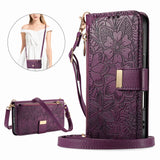 PU Leather Zipper Crossbody Flip Wallet Card Slot with 2 Lanyads Case For Samsung Galaxy