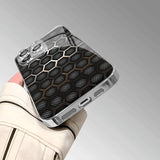 Minimalist Textured Honeycomb Pattern Glass Electroplated Phone Case For iPhone