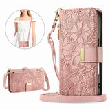 PU Leather Zipper Crossbody Flip Wallet Card Slot with 2 Lanyads Case For Samsung Galaxy