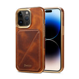 Magnetic Plating Shockproof Leather Card Holder Case For iPhone