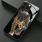 Cool Leopard Animal Print Glass Material Phone Case For iPhone