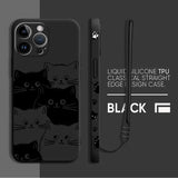 Cute Cartoon Black Cat Silicone Case for iPhone