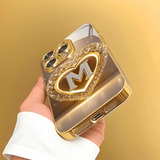 Tempered glass Phone Case Luxurious Letter“M"Gold Pattern case For iphone