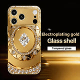 Golden Diamond Plate Pattern Gold Metallic Paint Glass Case For iPhone