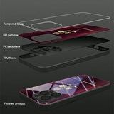 Gold Rose Print Tempered Glass Case For iPhone