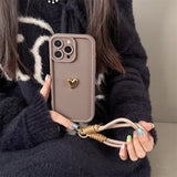 Cute Korean 3D Golden Love Heart Soft Case For iPhone