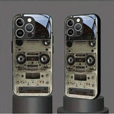 Retro Magnetic Radio Tape Cassette Pattern Glass Case For iPhone