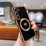 Love Heart Plating Magnetic Case For Samsung Galaxy