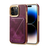 Magnetic Plating Shockproof Leather Card Holder Case For iPhone
