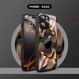 Black Golden For Apple Pattern Glass Material Phone Case For iPhone