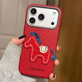 Cute Cartoon Embroidery Horse Case For iPhone