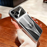 Curved Texture Wolf Head Pattern Glass Phone Case For iPhone