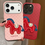 Cute Cartoon Embroidery Horse Case For iPhone