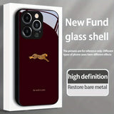 Wine Red Leopard Pattern Tempered Glass Phone Case For iPhone