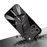 Night View Runway Airplane Tempered Glass Black Case For iPhone