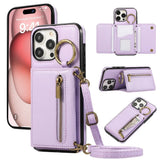 Crossbody Zipper Wallet Ring Stand Phone Case for IPhone