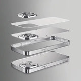 Silver For Apple Diamond Pattern Tempered Glass Electroplated Case For iPhone