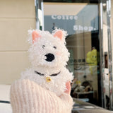 3D Cute West Highland Dog Fluffy Plush Phone Case For iPhone