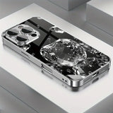 Luxury Diamond For Apple Textured Print Glass Electroplated Case For iPhone