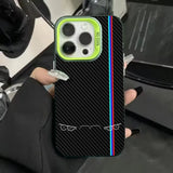 Cool car lights carbon fiber pattern case for iPhone