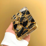 Black Gold Marble Gold Metallic Paint Glass Phone Case For iPhone