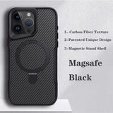 Luxury Carbon Fiber Magnetic Aluminum Alloy Bracket Case For iPhone