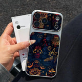 Aztec sheepskin leather textured phone case For iPhone