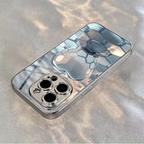 Honeycomb Silver For Apple Pattern Tempered Glass Case For iPhone