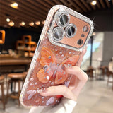 Original Orange Butterfly Glitter Clear Phone Case for iPhone