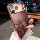 Cute Love Heart Pink Metallic Tempered Glass Case For iPhone